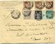 FRANCE LETTRE AFFRANCHIE AVEC UN N°75 + UN N°83 + TROIS N°85 DONT UNE PAIRE AVEC MILLESIME 8 + UN N°87 DEPART PARIS.... - 1877-1920: Période Semi Moderne