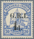 Deutsche Kolonien - Marshall-Inseln - Britische Besetzung: 1914: 1 Auf 2 D. Auf 20 Pf. Ultramarin, M - Isole Marshall