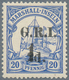 Deutsche Kolonien - Marshall-Inseln - Britische Besetzung: 1914: 1 Auf 2 D. Auf 20 Pf. Ultramarin, M - Marshall-Inseln