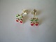 BOUCLES D'OREILLES Pour ENFANT CLOUS En ARGENT Massif 925 RHODIE, CERISES Emaillées.. NEUVES..3 Scans - Earrings