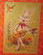 Auguri Buona Pasqua Rabbit Coniglio Chitarra  Illustratore Elena Cartolina - Pasqua