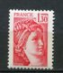 9660  FRANCE  N°2059b  ** (n° Yvert)  1F30 Rouge Sabine  Gomme Tropicale   1979  TTB - 1977-1981 Sabine (Gandon)