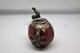 3852 - Sfera Di Giadeite Rossa, Lucidata A Mano, Lavorata Con Filamento In Argento, Con Un Gallo In Arg. In Alto Gr. 72 - Art Oriental