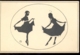 CPA SILHOUETTE, TWO WOMEN DANCING - Silhouette - Scissor-type