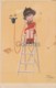 Illustrateur Chicky Spark - Girl On Ledder Speaking At The Telephon - Spark, Chicky