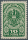 Österreich: 1919/1920, Freimarken, 10 H. Als Farbprobe In Dunkelgrün Und Mit Linienzähnung, Auf Gumm - Sonstige & Ohne Zuordnung