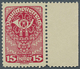 Österreich: 1919/1920, Freimarken, 15 H. Als Farbprobe In Dunkelrotlila Auf Gelblichem Papier Und Mi - Other & Unclassified
