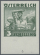 Österreich: 1934, Freimarken "Trachten", 3 Sch. "Ländliche Arbeit", Sechs Ungezähnte Buchdruck-Probe - Sonstige & Ohne Zuordnung