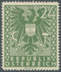 Österreich: 1945, Freimarken "Wappen, 24 Pfg. Als Probedruck In Grün Und In Linienzähnung, Auf Gummi - Other & Unclassified