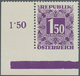 Österreich - Portomarken: 1949, Ziffern 1.50 Sch. Violett Aus Der Bogenecke Links Unten Mit Abart "u - Postage Due