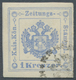 Österreich - Zeitungsstempelmarken: 1877, 1 Kreuzer Ultramarin, Type I, Rechts Breitrandig, Sonst Al - Zeitungsmarken