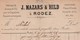 Facture 1875 / MAZARS HILD / Coupe De Poils Pour Chapellerie / Cachet Rodez GC 3180 / 09 Aveyron - 1800 – 1899
