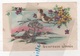 CARTE DE VOEUX HEUREUSE ANNEE - OISEAUX SUR UNE BRANCHE AVEC FLEURS MIMOSA ET VIOLETTES  VILLAGE AVEC NEIGE - EDITEUR JG - Año Nuevo