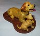 ADORABLE STATUETTE FIGURINE JOLI CHIEN RESINE LABRADOR ET SON BEBE   Tbe - Chiens