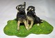 STATUETTE FIGURINE JOLI CHIEN DEUX BEBES BERGER ALLEMAND Tbe - Hunde