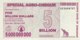 Zimbabwe 5 Billion Dollars, P-61 (15.5.2008) - UNC - Simbabwe