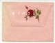 Belle Petite Enveloppe Rose  Avec  Rabat Gaufré Et Rose Rouge - Autres & Non Classés