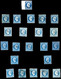 O N°14, 20c Empire, Ensemble De 93 Exemplaires Dont Bande, Paires, Nuances (bleu Sur Vert, Lilas), Oblitérations, Filet  - 1853-1860 Napoleon III