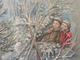 1906 CP Relief Dorure Père  Noël Abat Avec Hache Un Sapin 2 Enfants Sont Cachés - Autres & Non Classés