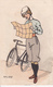 CPA Aquarellée Peinte à La Main Femme Lisant Une Carte Bicyclette Vélo Cyclisme Cycling Radsport Illustrateur (2 Scans) - Cyclisme