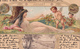 CPA  Représentation JUILLET - Signe Astrologique Lion - Fantaisie Femme + Ange - 1901 - Astrologie