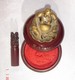 Boîte Ancienne à Tampon Encreur Plus Cachet - Couvercle Avec Bouddha En Bronze - Boîte Probablement En Bakélite. Inscrip - Autres & Non Classés