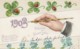 1903 New Year Date, Good Luck Clovers Hand Writes Quill Pen, C1900s Vintage Postcard - New Year