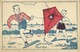 Two Boys Flying A Kite (1940s) Postcard - Other & Unclassified