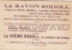 PETITE CARTE PUBLICITAIRE - SAVON CREME RODOLL - P GIRAUD - LYON OULLINS - Droguerie & Parfumerie