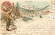 CPA Chocolat Suchard St Moritz Saint Ski Station Patinage Dessert Précurseur Circulée 1902 - Werbepostkarten