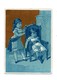 CHROMO Dorée En Bleu Cagnat Rue St Lazare Paris Dangivillé Enfants Filles Fillettes Fauteuil - Autres & Non Classés