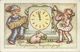 2 AKs Neujahr New Year Kinder Geld Schweinchen Uhr Zifferblatt Sporn Color ~1940 # - Nieuwjaar