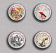 35 X Alice In Wonderland BADGE BUTTON PIN SET 4 (1inch/25mm Diameter) 35 DIFF - Pins