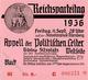 Reichsparteitag WK II Nürnberg (8500) 1936 Eintrittskarte Appell Der Politischen Leiter I-II - Guerre 1939-45