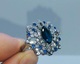 Jolie BAGUE Sertie De Saphirs Cz Bleus Et Brillants En Forme De Fleur. LIVRAISON GRATUITE. - Anillos