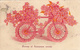 Thematiques Voeux Bonne Et Heureuse Année Bicyclette Vélo Fleurs - New Year