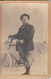 Photo Sur Carton D'un Homme Avec Sa Bicyclette  Devant Le Magasin De Gros  Espinasse En 1905 - Photographs