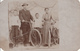 Real Photo - Old Postcard - Family With Bicycles - Vélo Famille Children - Written In Unknown Language - 2 Scans - To Identify