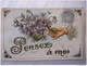 Carte Gaufrée  Embossed Pensez à Moi Bouquet De Violettes CPA - Autres & Non Classés