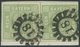 BAYERN 5a Paar BrfStk, 1853, 9 Kr. Blaugrün Im Waagerechten Paar (Vortrennschnitt Im Zwischenraum), Linke Marke Mit Plat - Otros & Sin Clasificación