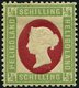 HELGOLAND 8F *, 1873, Fehldruck: 1/4 S. Grün/karmin, Falzrest, Ein Kurzer Zahn Sonst Pracht, Fotobefund Schulz, Mi. 120. - Heligoland