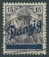 FREIE STADT DANZIG 22b O, 1920, 15 Pf. Schwarzbraunviolett, Zeitgerechte Entwertung, Pracht, Kurzbefund Soecknick, Mi. 3 - Other & Unclassified