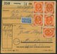 BUNDESREPUBLIK 126 BRIEF, 1954, 6 Pf. Posthorn, 25x Als Seltene Mehrfachfrankatur Vorder- Und Rückseitig Auf Paketkarte, - Andere & Zonder Classificatie