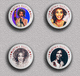 35 X WHITNEY HOUSTON Music Fan ART BADGE BUTTON PIN SET 4 (1inch/25mm Diameter) - Music