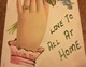 Love To All At Home ~ Depicting A Hand Holding A Posy Of Flowers ~ The Words And Flowers Outlined With Glitter - Other & Unclassified