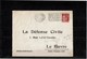 LPHTX1218- ENVELOPPE PAIX 50c REPIQUAGE "LA DEFENSE CIVILE" OBL. EN BELGIQUE 16/9/1935 NON TAXEE - Enveloppes Types Et TSC (avant 1995)