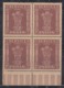 India MNH 1950, Rs 10 High Value  Block Of 4 With Gutter, Service / Official, Star Watermark,  As Scan - Franquicia Militar