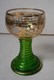 Lot. 996. Ancien Verre à Vin Blanc D'Oberwesel. Pied Vert Striés, Ballon Doré Décoré De Grappes De Raisins - Verres