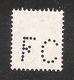 Perfin/perforé/lochung Switzerland No 105  TYPE II 1908-1933 - Hélvetie Assise Avec épée  FC - Perforés