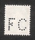 Perfin/perforé/lochung Switzerland No 103  1908-1933 - Hélvetie Assise Avec épée   FC  Flegenheimer & Cie - Perfins